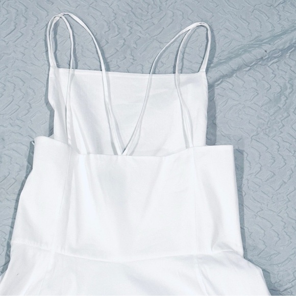 NEW Theory women’s size 8 Double Spaghetti Straps Flare Dress White Caliver 2 - Picture 6 of 9
